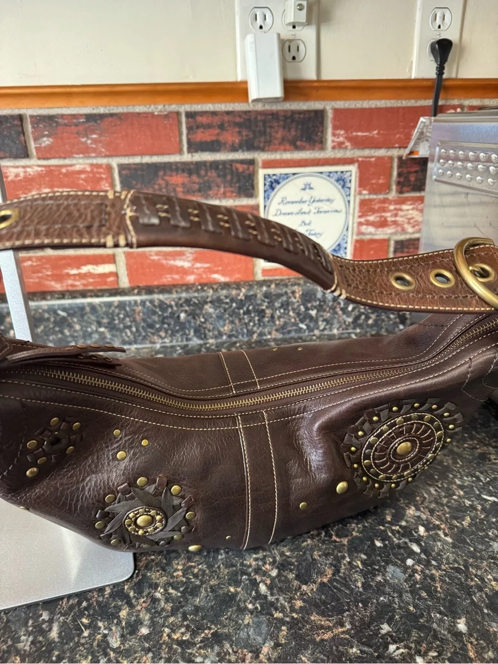 RARE 2006 Coach Mia 10063 Studded Leather Hobo – Mahogany Brown Y2K